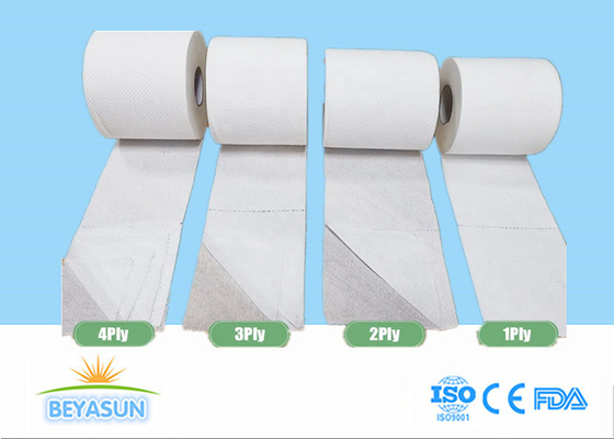 กระดาษกระดาษเช็ดผ้าห้องน้ําที่สามารถปรับแต่งได้ 2ply/3ply/4ply สีขาว แข็งแรงและซึมซึม