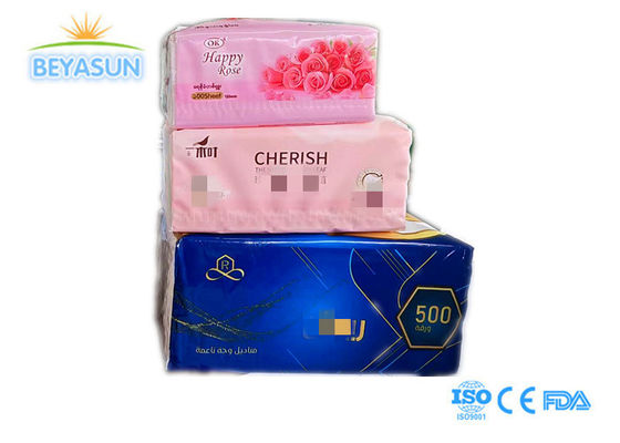 โลโก้ที่กําหนดเอง กระดาษเนื้อผืนใบหน้าขายส่ง สะอาดต่อสิ่งแวดล้อม 3 Ply 4 Ply เนื้อผืนใบหน้า 400 ใบ